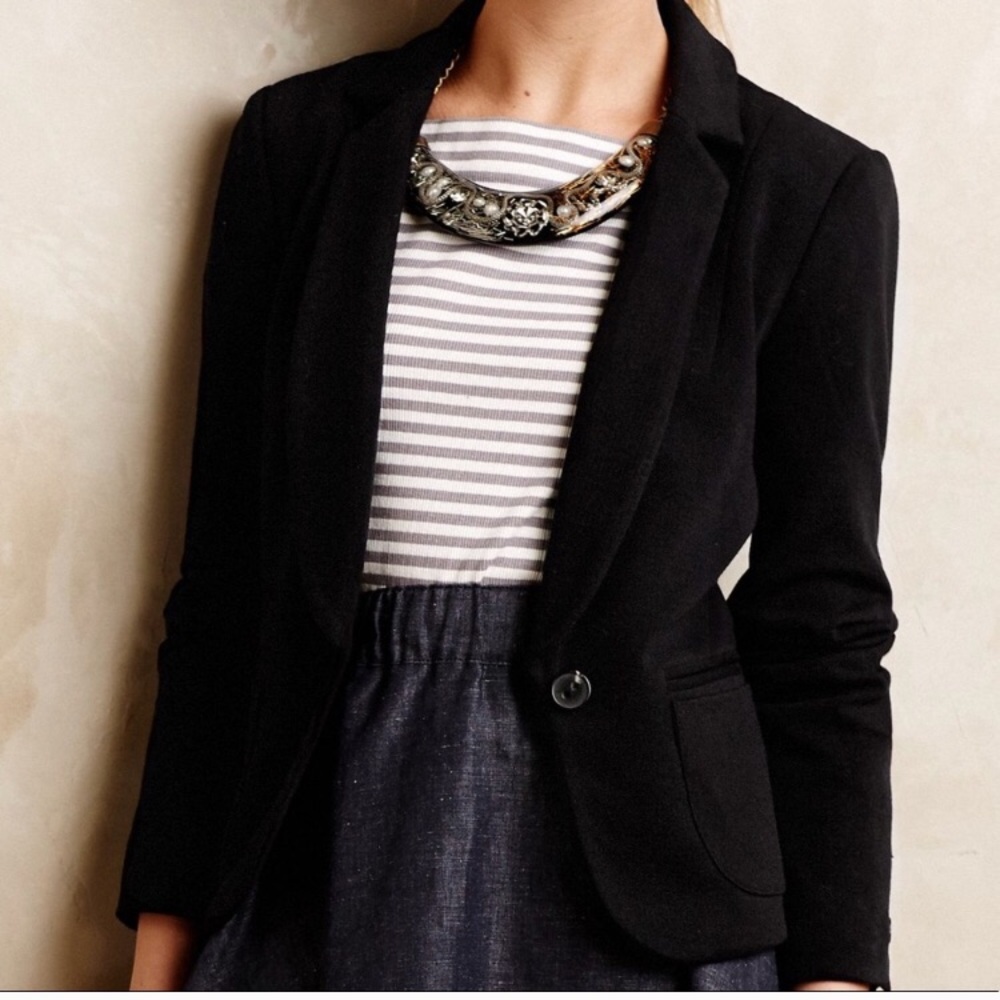 Anthro Cartonnier Tessa Ponte Black Blazer - 6